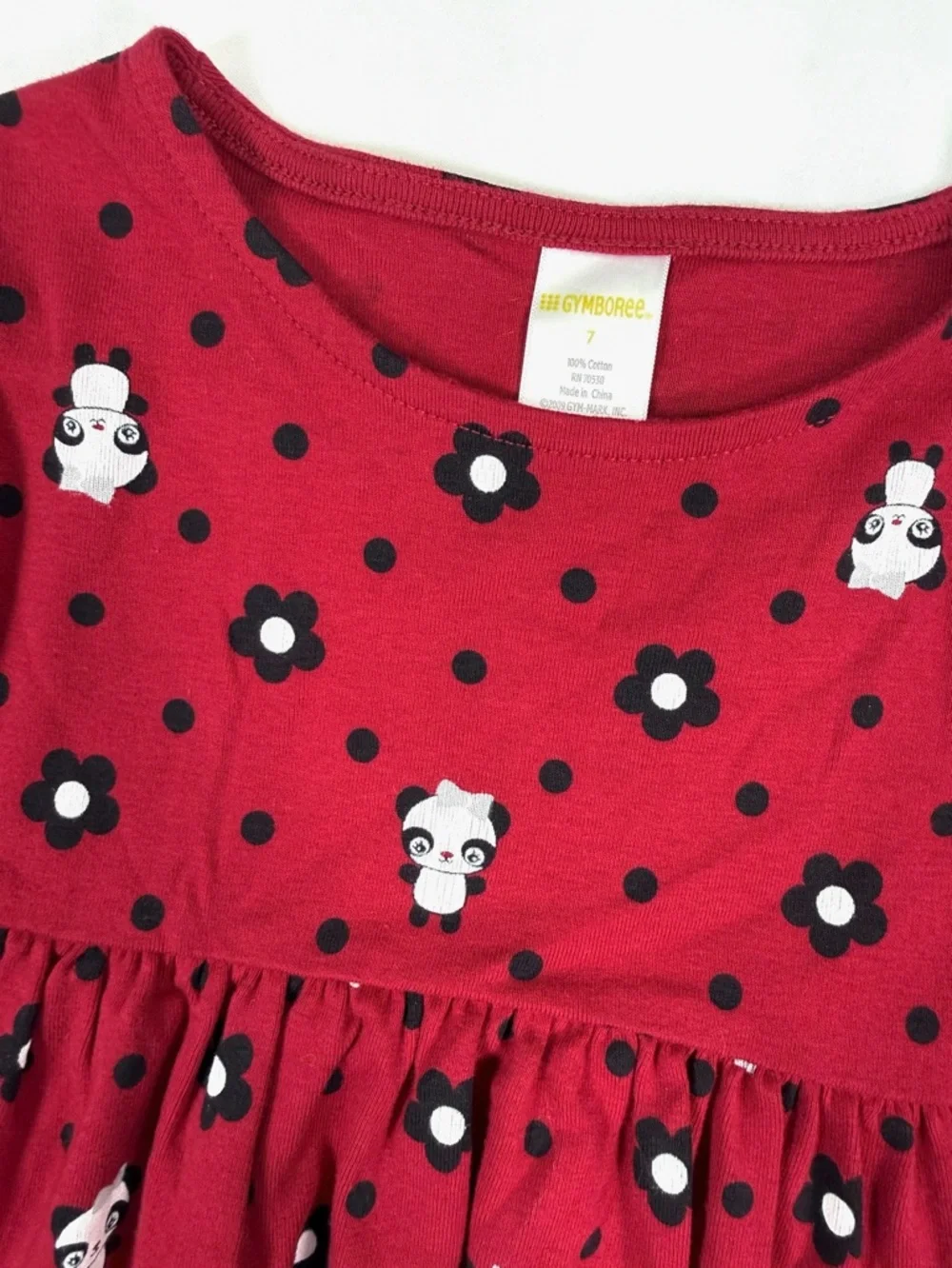 GYMBOREE‎ Girls Floral Panda Dress Size 7 Long Sleeve Cotton Skater Style 2009